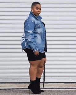 Divanewlook Plus Size FASHION TOUR DENIM JACKET