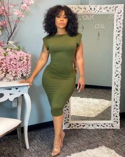 Divanewlook New In PORSHA PADDED TEE DRESS