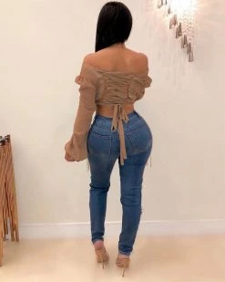 姗妮 Romantic Fringed Jeans Bottoms