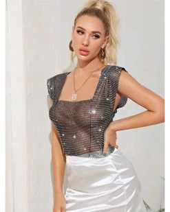 Divanewlook Glitter Crop Top New In