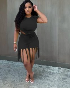 Divanewlook New In Shredded Short Sets