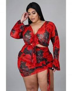 Divanewlook Mesh Rose Skirt Set