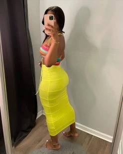 Divanewlook SOLID COLOR HOLLOWED OUT SKIRT