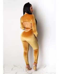 姗迪 Silver Fox Velvet Jumpsuit