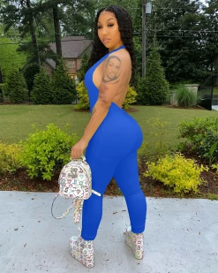 Divanewlook I’m Into It Ribbed Halter Jumpsuit New In