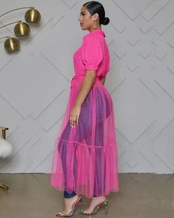 厂货通 New In Button Up Tulle Top