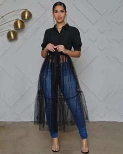 厂货通 New In Button Up Tulle Top