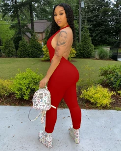 Divanewlook I’m Into It Ribbed Halter Jumpsuit New In