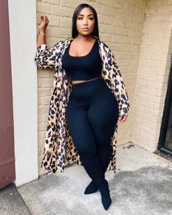 叁鼎 New In DONDA LEOPARD PRINT MAXI CARDIGAN