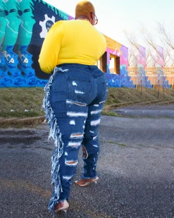 宇衣阁 Distressed Fringe Jeans