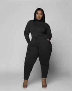 Divanewlook Basic Mock Neck Jogger Set
