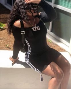 Divanewlook OFF SHOULDER BLACK DRESS New In