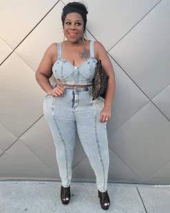 鸣达 Dylan Denim Bustier Set New In