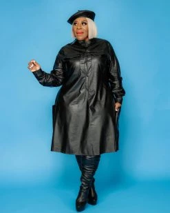 Divanewlook FAUX LEATHER SHIRT DRESS