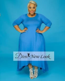 罗蔓 Plus Size FLOWY UNBALANCE DRESS