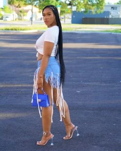 Divanewlook New In String Him Along Denim Shorts