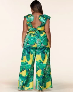 鸣达 Yellow Tropical Print Set New In