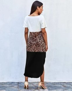 Divanewlook LEOPARD SLIT DRESS