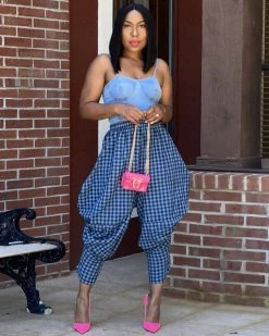 Divanewlook GINGER GINGHAM PRINT HAREM PANTS