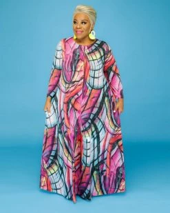 辉煌 PINK ABSTRACT POCKET DRESS