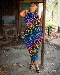 Divanewlook Jungle Fever Midi Dress Plus Size