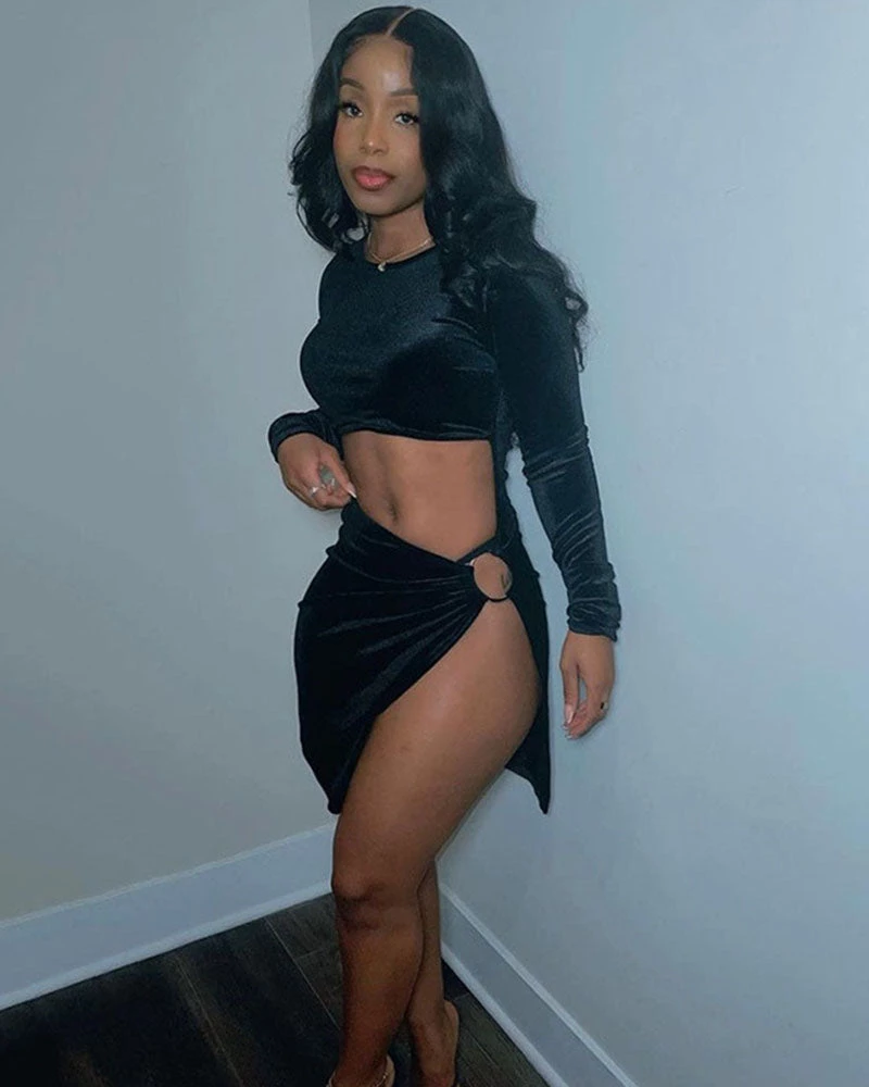 纤袅 Dresses Fleece Slit Dress 1 纤袅 Dresses Fleece Slit Dress