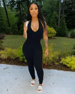 Divanewlook I’m Into It Ribbed Halter Jumpsuit New In