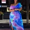 欧时尚 Crayon Drawing Plus Size Dress