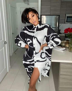 九成 BW Shirt Dress Plus Size