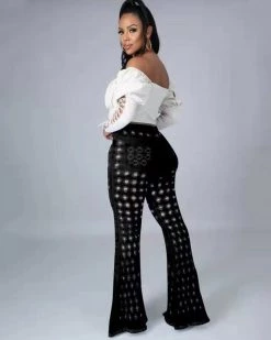 Divanewlook CARA HIGH WAIST DISTRESSED BELLBOTTOM JEANS