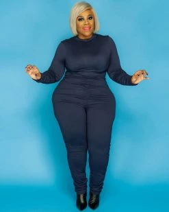 飘影 Plus Size Pure Color Super Stretch Jumpsuit