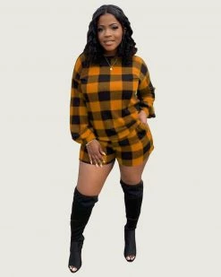 梦熙妍 “Plaid Is Fun” Pajama Set Matching Set