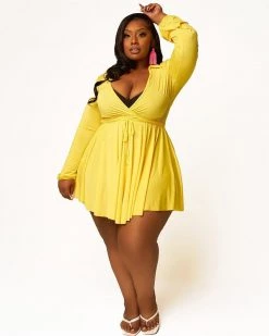 Divanewlook Deep Plunge Waterfall Dress New In