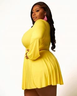 Divanewlook Deep Plunge Waterfall Dress New In