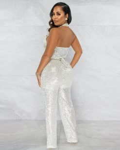 Divanewlook Jumpsuit & Romper HALTER SEQUIN JUMPSUIT