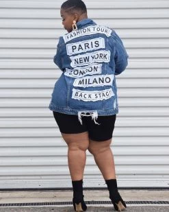 Divanewlook Plus Size FASHION TOUR DENIM JACKET