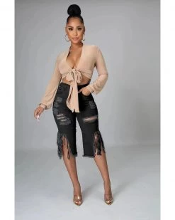 Divanewlook DELICIA DISTRESSD JEAN SHORTS New In