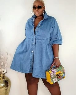 Divanewlook RAVEN DENIM DRESS Plus Size