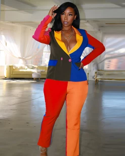 卡祺娜&欧佳思 New In Contrast Stitching Blazer Women Coat