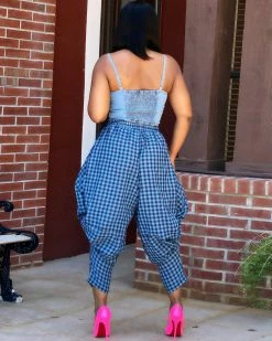 Divanewlook GINGER GINGHAM PRINT HAREM PANTS