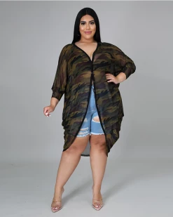 Divanewlook New In Camo Mesh Cardigan