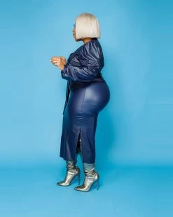 鸣达 Faux Leather Skirt Set