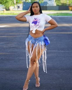 Divanewlook New In String Him Along Denim Shorts