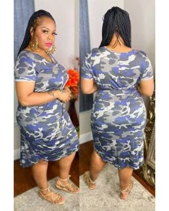 Divanewlook Camo Midi Dress