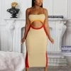 Divanewlook NUDE COLOR BLOCK DRESS