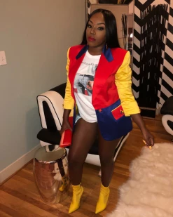 卡祺娜&欧佳思 New In Contrast Stitching Blazer Women Coat