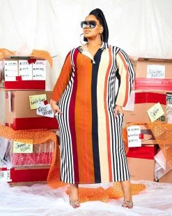 Divanewlook COLORFUL STRIPE MAXI DRESS New In