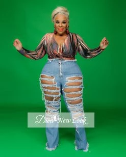 Divanewlook Totally Ripped Hi Waist Jeans