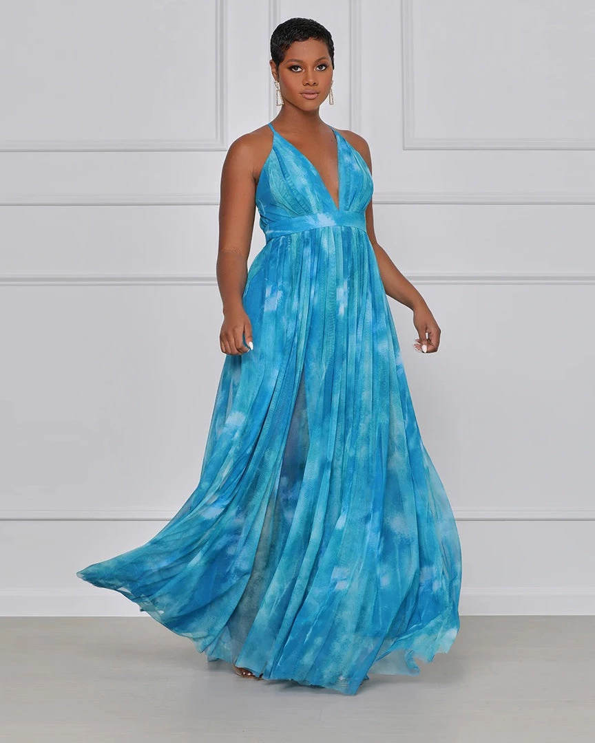 新鸿鑫 New In Ocean Blue Halter Maxi Dress 2 新鸿鑫 New In Ocean Blue Halter Maxi Dress