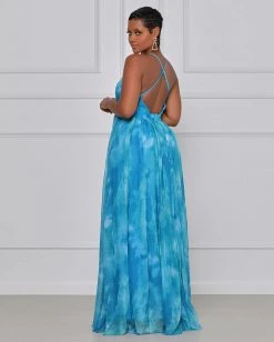 新鸿鑫 New In Ocean Blue Halter Maxi Dress 6 新鸿鑫 New In Ocean Blue Halter Maxi Dress